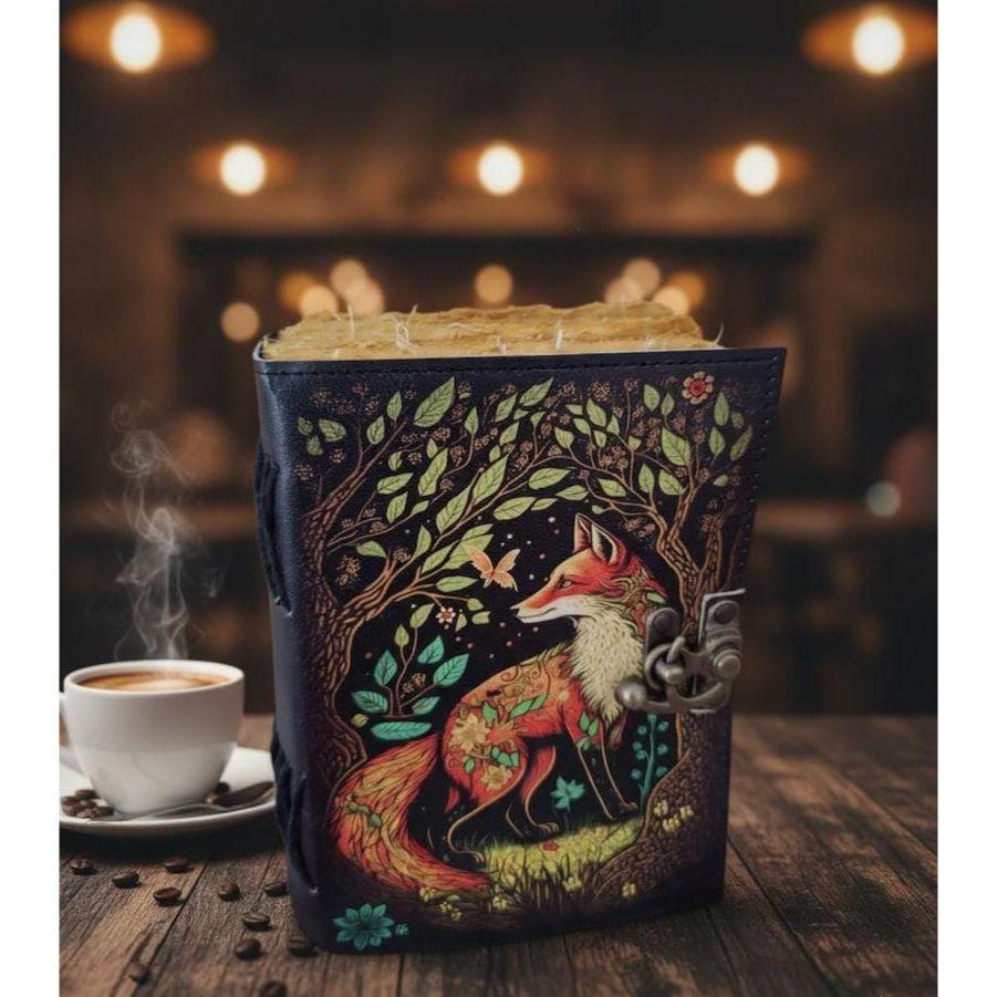 

Fox Leather Grimoire: Spell Book of Shadows with Deckle Edge Paper, College Gifts 7 x 5 inch / 100 Page