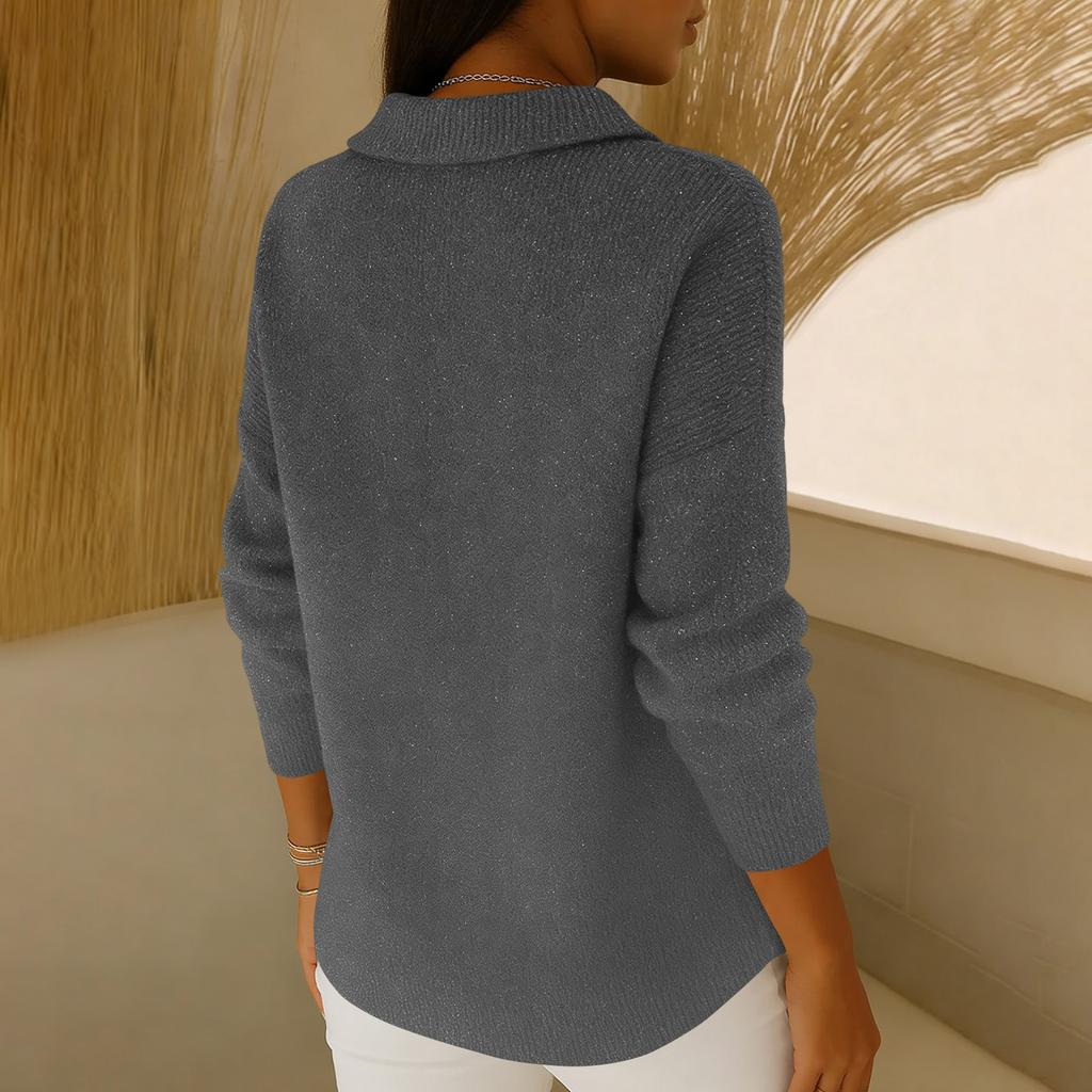 Damskie swetry z cekinami, dzianinowe, codzienne, pulowery, modne, z długim rękawem