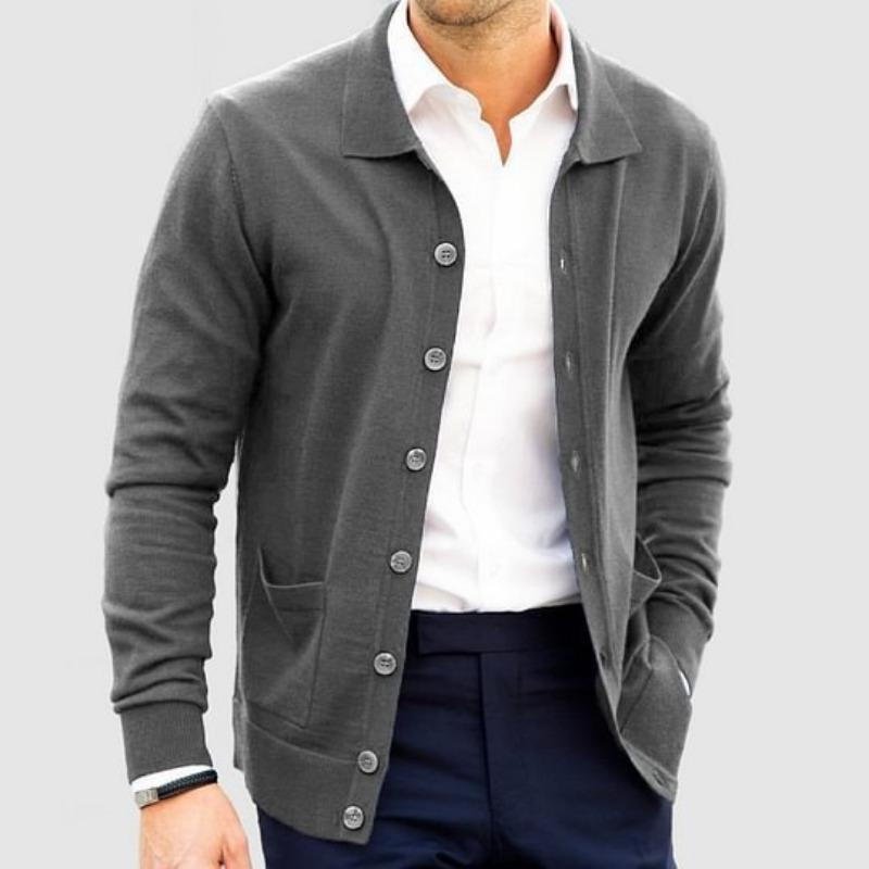 New Autumn Winter Men's Lapel Cardigans Loose Slim Fashion Single-breasted Sweater Jackets