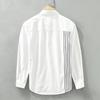 Spring Summer100 Cotton Long Sleeve White Shirt Men Square Patchwork Striped Shirt Korean Fashion Mens Shirt Daily Casual Tops