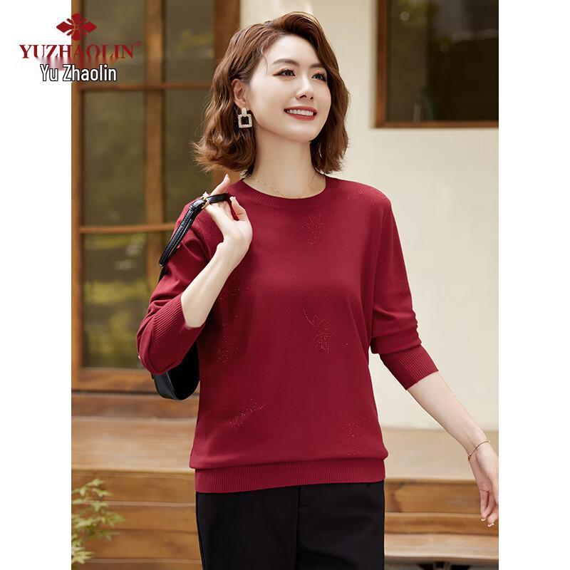 YUZHAOLIN Women's Mid-Aged Knitted Pullover Sweater