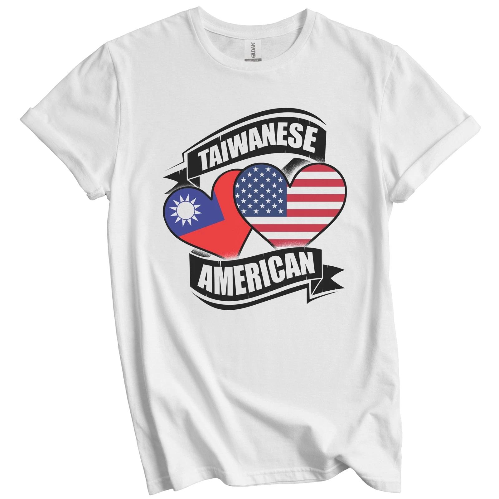 Taiwanese American Hearts USA Taiwan Flags T-Shirt XL