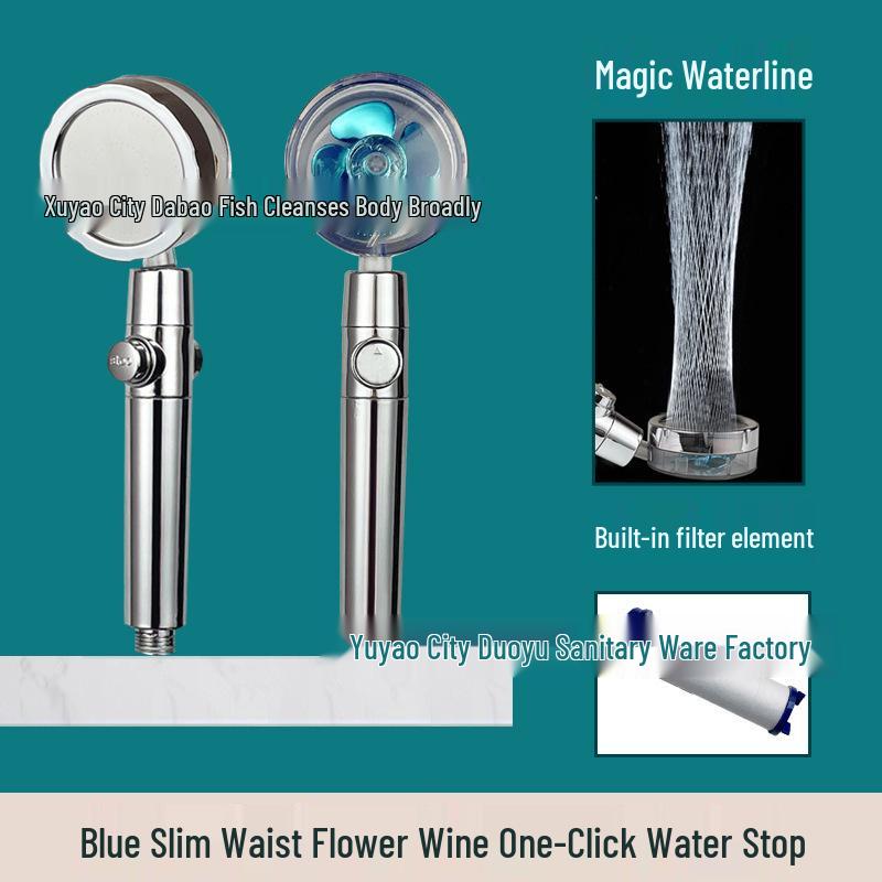 Compact High-Pressure Turbo Shower Head Set with Rain-Effect