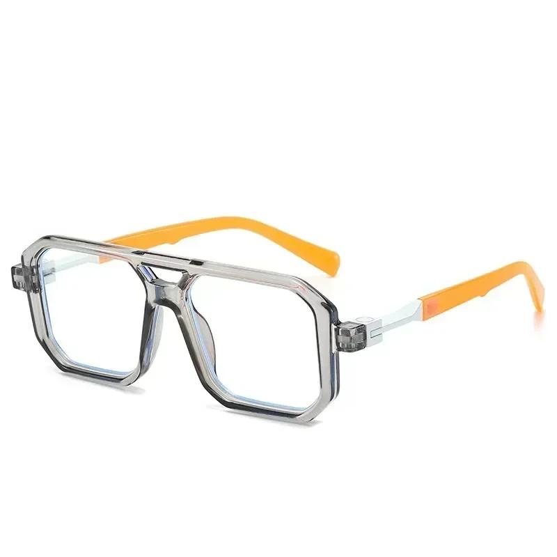 New European and American Fashion Sunscreen and UV Resistant Square Sunglasses UV400 Minimalist Double Bridge Pilot Spectacles