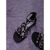 Retro ethnic style rivet open-toed flat-heeled sandals 2025 summer new European and American fashion Roman vacation shoes women
