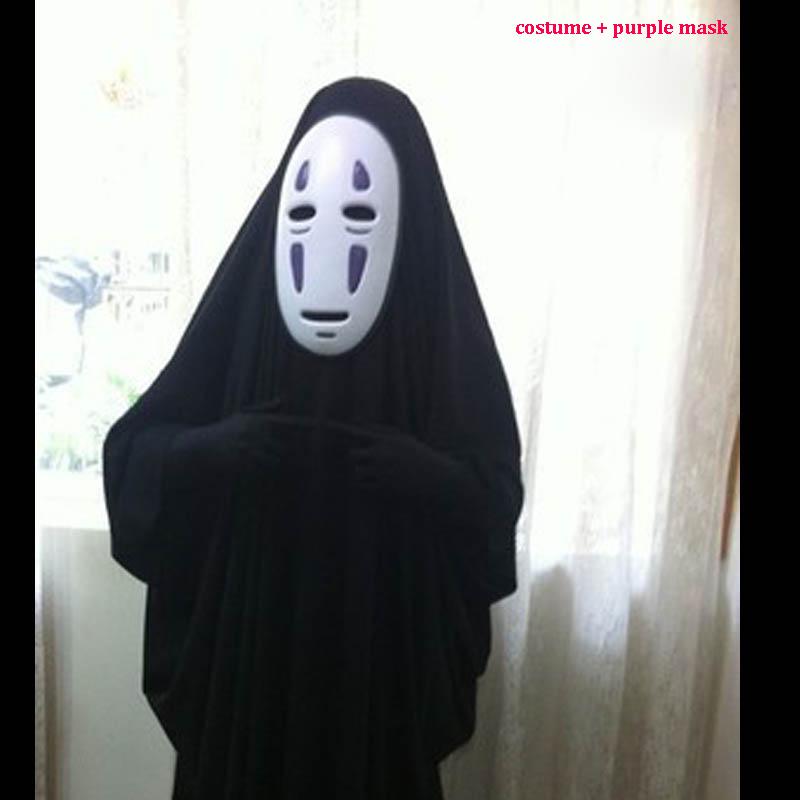 Spirited Away No Face Man Kimono Cosplay Costume With Mask Gloves For Halloween Party