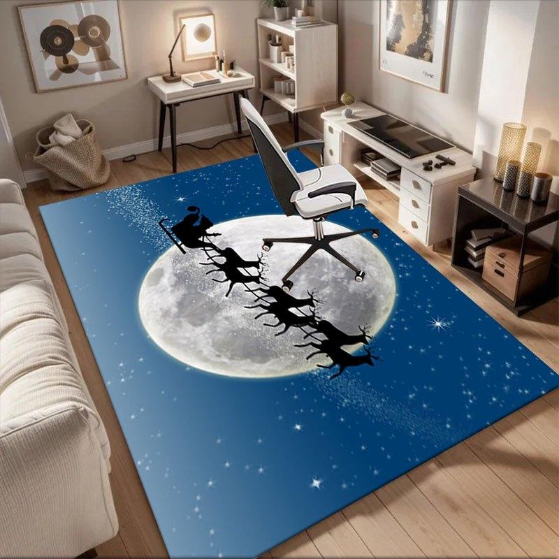 

Santa s Sleigh Ride: A Magical Christmas Night Scene Office Mat Perfect for Home Decor Office Desk Chair Rugs Chair Carpet for office Polye 60cm by 90cm