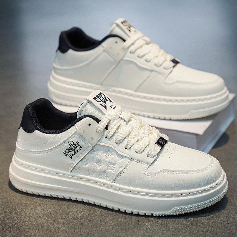 New Spring Casual Leather Board Shoes Youth Sports Thick Soles Increase