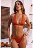 2026 New Polyester Solid Halter Split Bikini Women's Two-piece Swimsuit