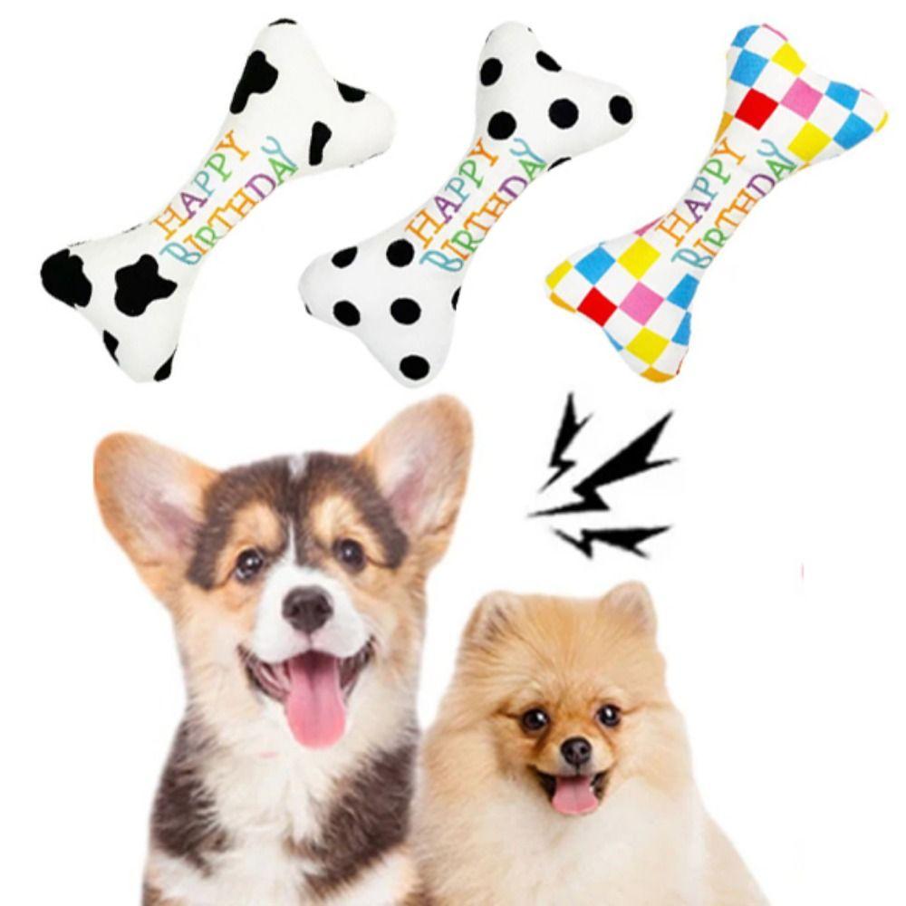 

Bone Shape Dog Plush Chew Toys Bite Resistant Dog Molar Chewing Toys Relieve Boredom
