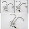 Kitchen Double Outlet Faucet 304 Stainless Steel Single Cold Double Pipe Tap Universal Rotating Sink Faucets(C)