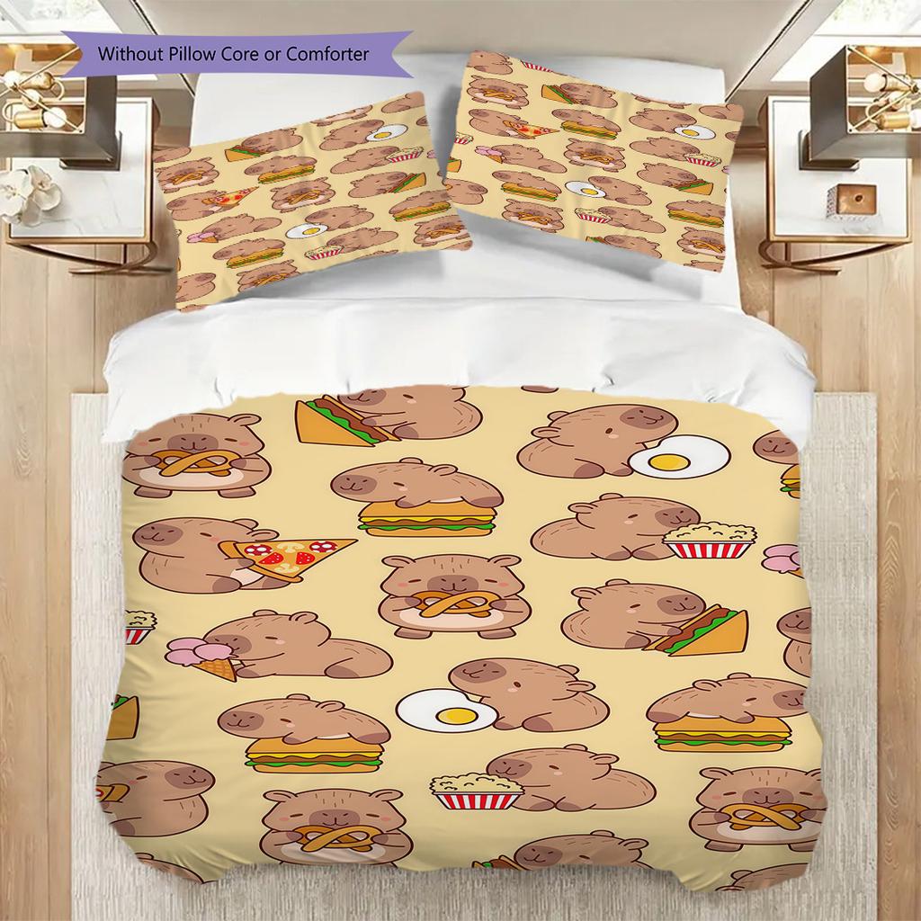 Hamster Boba Tea Adventure Threepiece Set 1 Duvet Cover 2 Pillowcase Without Core Soft And Comfortable Bedding Set Christmas Birthday Gift