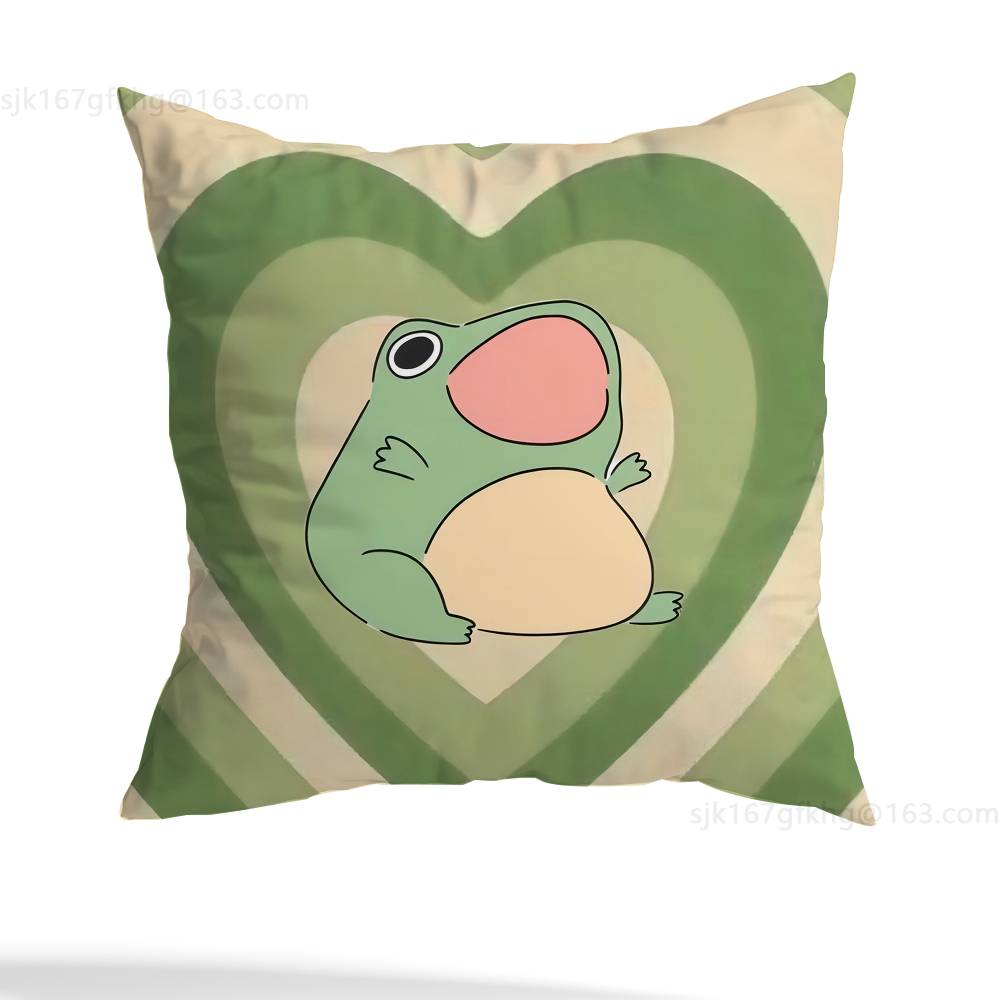 Cartoon Frog Pillow Cover Living Room Sofa Cushion Cover Bedroom Room Bed Pillow Cover Home Decoration