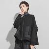 Early Spring Women's Dark Elastic Cotton A-Line Ruffle Jacket