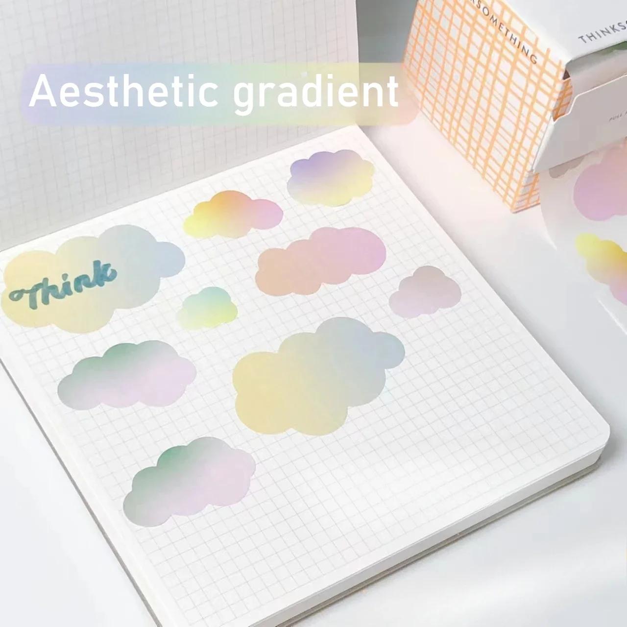 

Корейские креативные выдвижные бумажные коробки INS, блокноты, простые прямоугольные / в форме облака, многофункциональные цветные стикеры для студентов