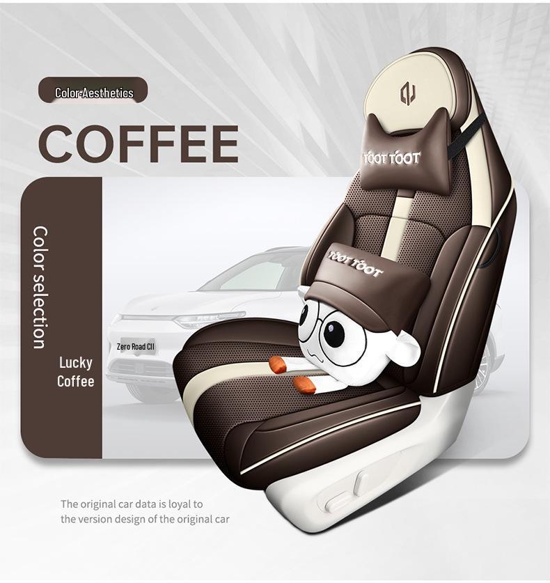 Leapmotor C11 Full Leather Cartoon Seat Cover: Full Coverage, All-Season Use