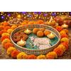 Handcrafted German Silver Pichwai Cow Design Tray 8 Inch | Round Pooja Thali | Decorative Serving Tray
