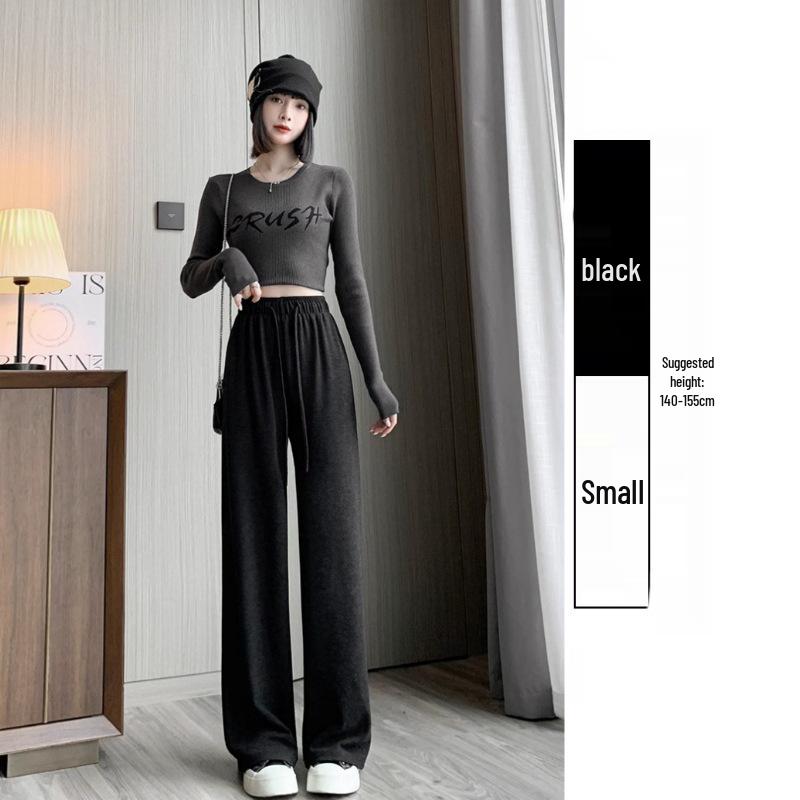 

Women s 2025 Black Ice Silk High Waist Wide-Leg Pants - Summer Slim Fit, Sun Protection, Mosquito Proof Casual Trousers S (80-95 jin)