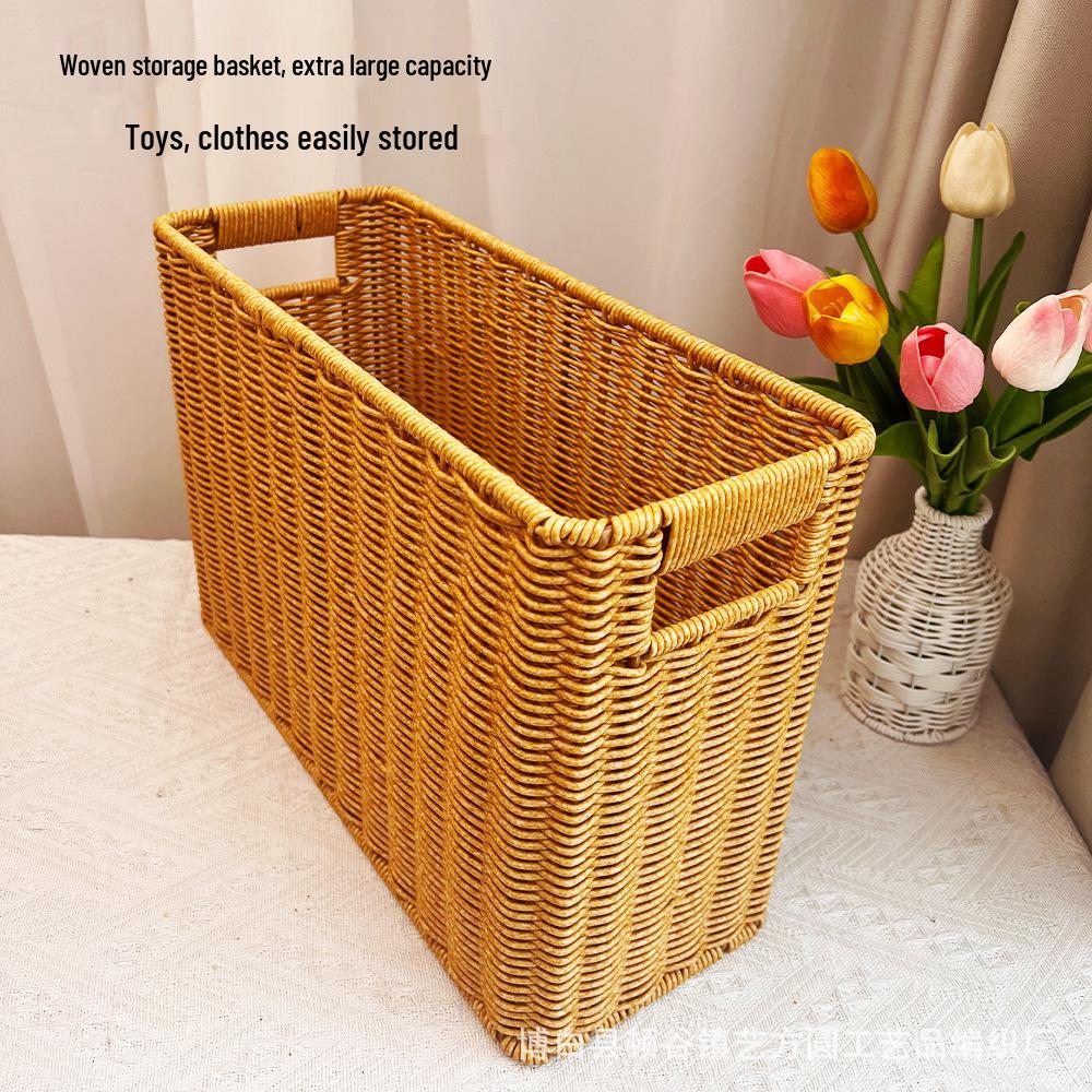 

Imitation Rattan Weave Storage Basket for Home, Toys, Books, and Living Room Organization