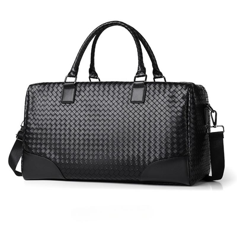 Vintage Woven Handheld Travel Bags High Quality PU Leather Large Capacity Sports Yoga Fitness Bag for Men Short Distance Trip Oblique Span Touring Bag