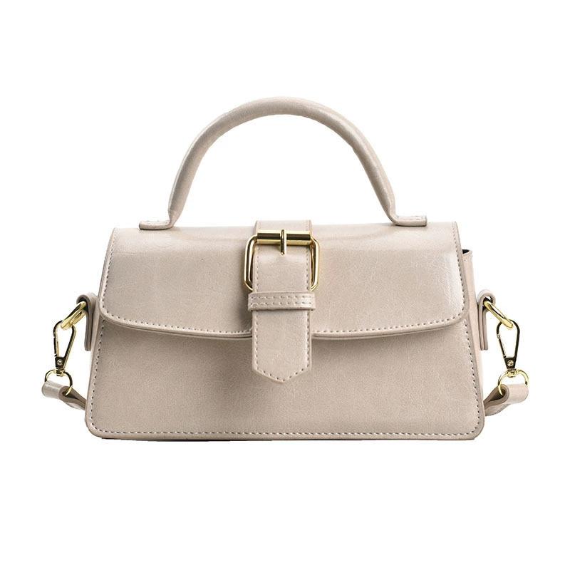 Vintage Brown Pu Shoulder Bag Four Season High-Quality Buckle Decorate Ladies Handbag Streetwear American Preppy Style Bags Y2K