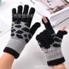Gloves women's winter open fingers thickened warm male and female students writing cold-proof plush panda antifreeze gloves