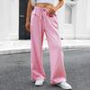 26-3-14-Ladies' Fashionable Color Straight Leg Pants With High Waist Pockets Casual Pants2101