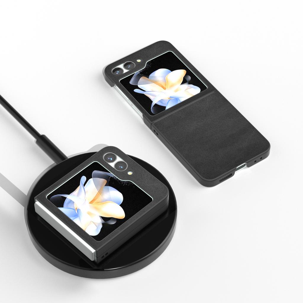 For Samsung Galaxy Z Flip7 FE 5G/Z Flip6 5G Case Cowhide Texture Hard PC+PU Leather Phone Shell