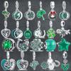 925 Copper Four Leaf Clover Family Tree Coconut Tree Star Cactus Green Series Beads Fit Original Pantaro Charms Bracelet Zircon