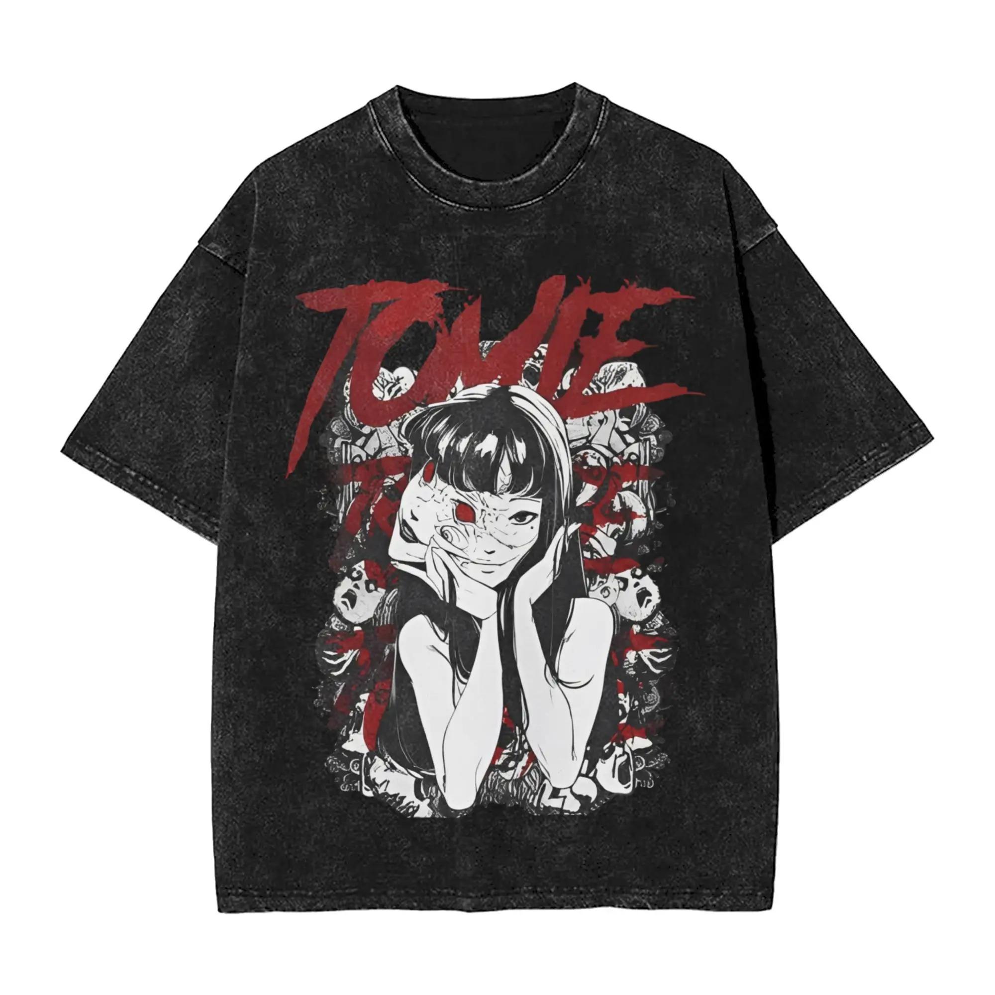 

Washed Oversized Tomie Unisexga Graphic Tshirt Vintage Unisex Women Breathable Cotton Soft Short Sleeve Top FeUnisex Unisex Clothing Tee S