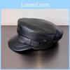 Girls Navy Hat With Flat Crown And Sun Protection In Leather For Trendy Looks