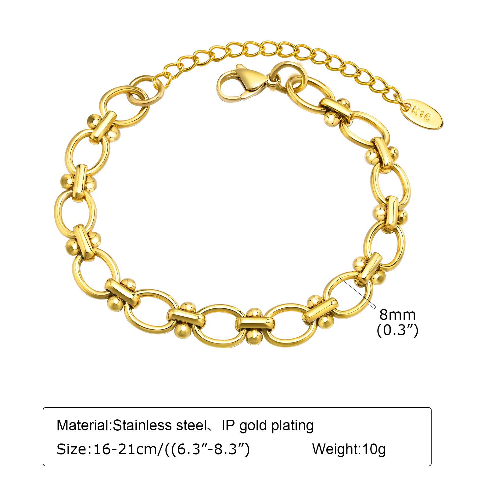 Statement Stainless Steel Chain Bracelet for Women, Vintage Gold Plated Elegant Jewerlry