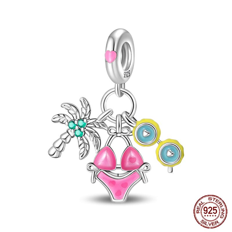 Copper Fashion Holiday Beach Watermelon Green Pear Charms Beads For 3Mm Bracelet Diy Fine Jewelry Gift Making