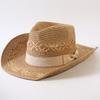 Popular European and American Classic Straw Woven Western Cowboy Hat Men's and Women's Outdoor Fashion OL Wind Woven Top Hat
