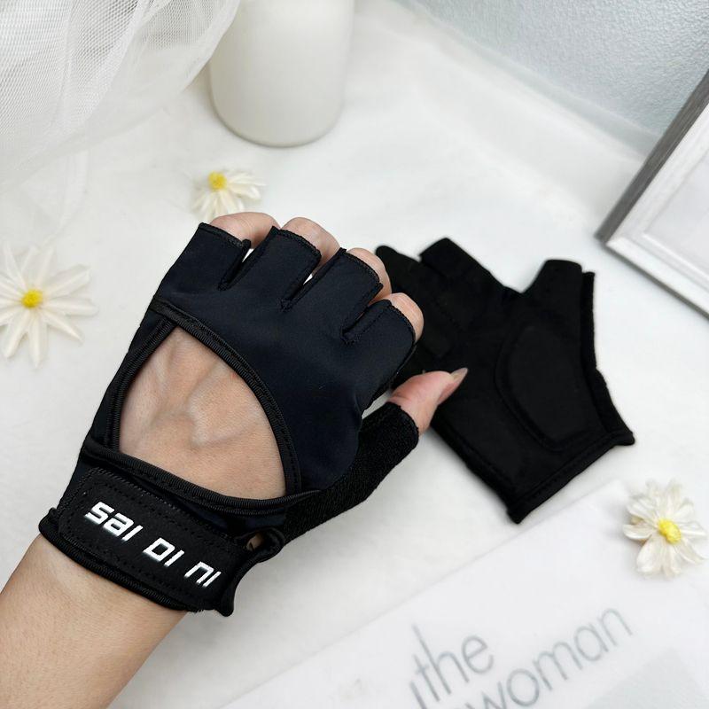 

Fitness Gloves Men s and Women s Equipment Training Bicycle Yoga Non-Slip Wear-Resistant Anti-Cocoon Shock Absorption Sports Riding Half Finger Thin Stereo thickened palm Black L