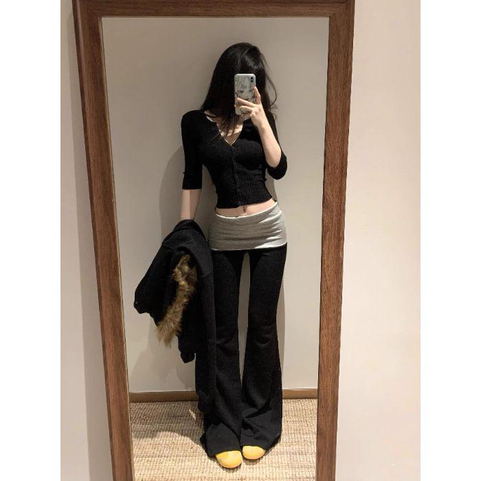 

Американские пикантные девушки колор-блок с отворотами заниженные микро-клеш брюки для йоги: Женская утягивающая повседневная осенняя спортивная одежда Large