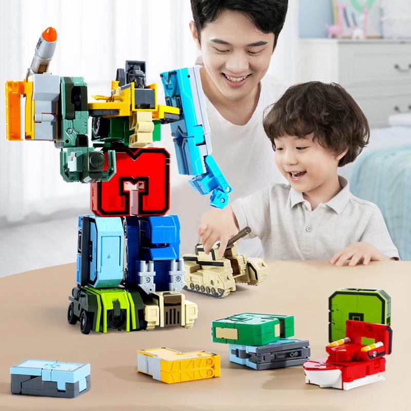 Non-Toxic Assemble Robots Transformation Action Figure Car Model Deformation Number Letters Alphabet Math Educational Children Toys