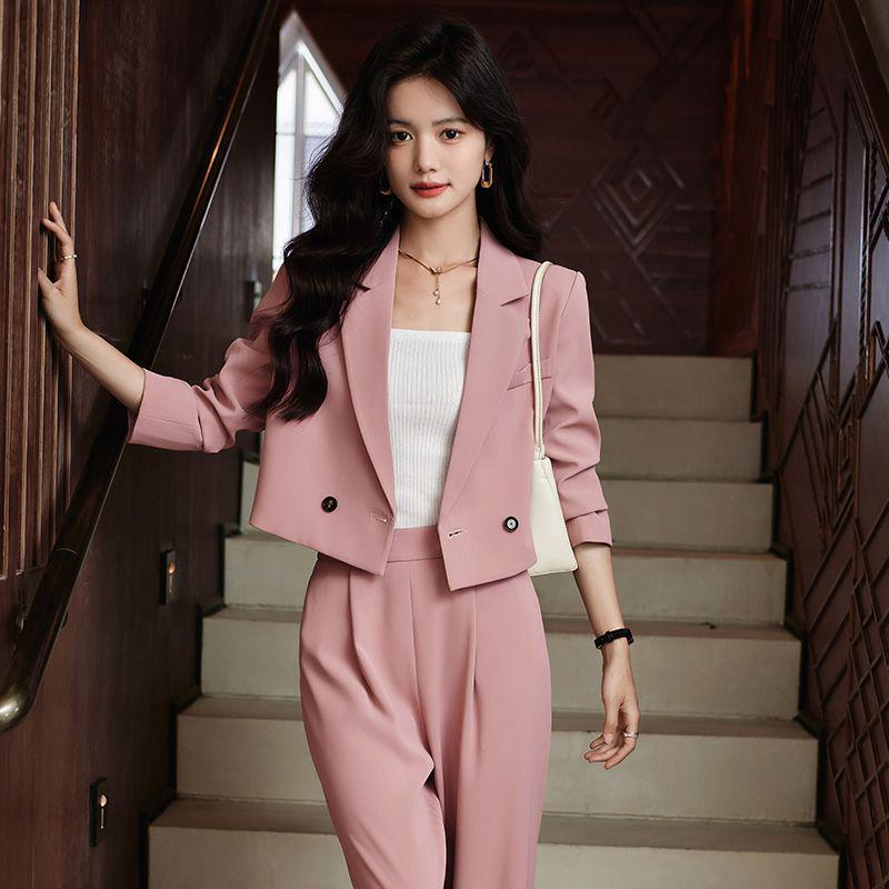 Women's 2026 Spring Short Suit Jacket: High-End, Casual, Petite Professional Wear Set
