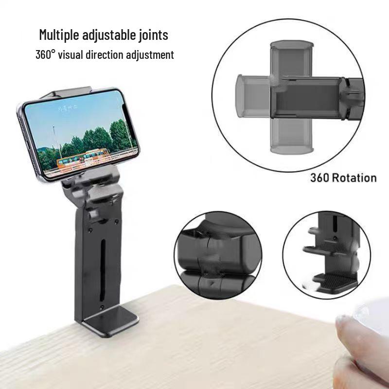 Multifunctional Folding Phone Holder: Portable, Rotating Stand for Travel, Desktop, Bedside, and Live Streaming