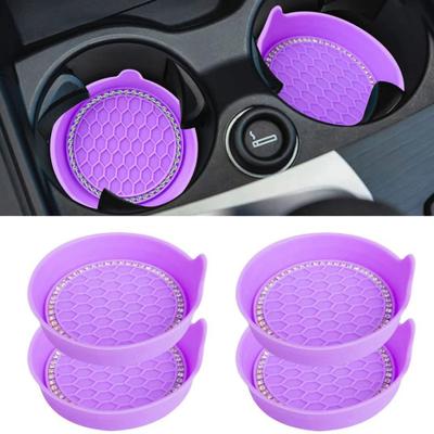 2Pcs Car Coasters Wear Resistant Universal Fit Scratch Prevention Heat-Insulated Non-Slip Cup Holder Mats Silicone Cup Holder Insert