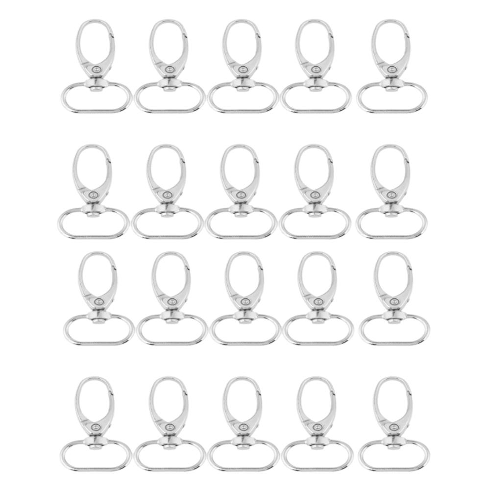 

20pcs Silver Zinc Alloy Bag Clasps Secure Lock Curved Snap Hooks Keychain Key Ring Hooks Durable Swivel Trigger Clips Lanyards