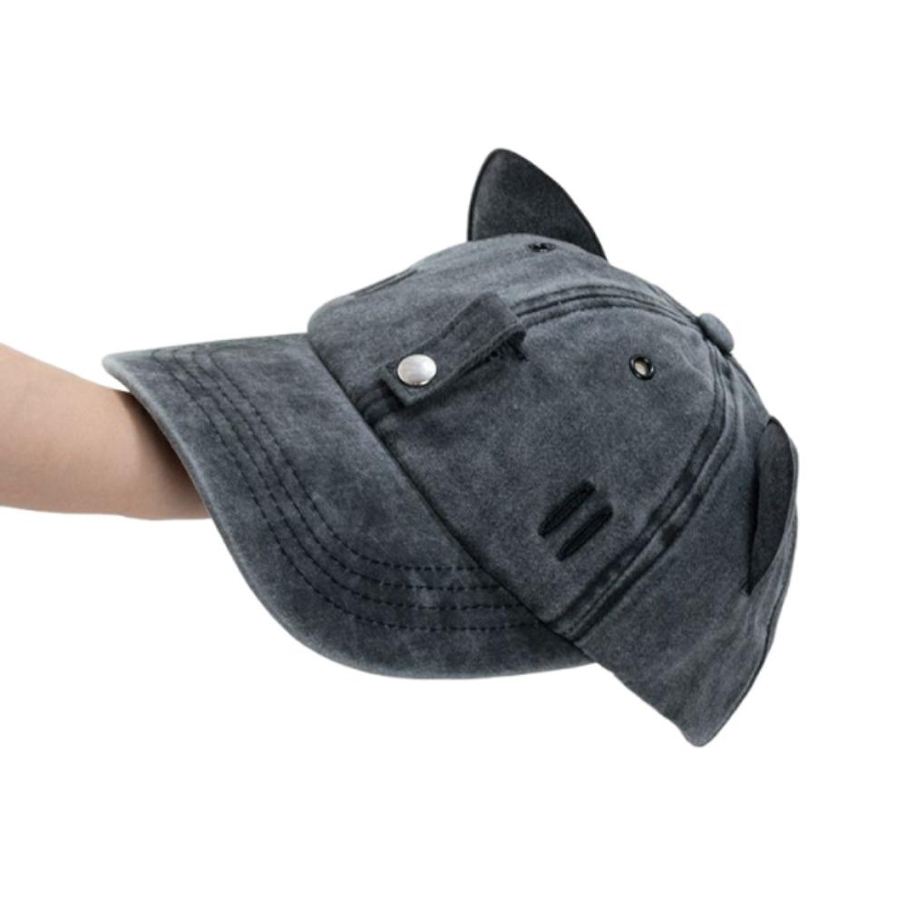 Sweet Cat Ears Baseball Cap Cute Duck Tongue Cap Lightweight Women s Peaked Caps Travel Black no Glasses