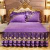 European-Style Crystal Velvet Lace Bed Skirt Winter Fleece-Lined Warm Quilted Bed Cover Bed Skirt Cover Bedding