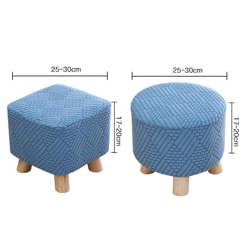 1pc Small Footstool Cover Round Square Stretch Jacquard Ottoman Slipcover Dustproof Seat Cover Living Room ChairCover Home Decor
