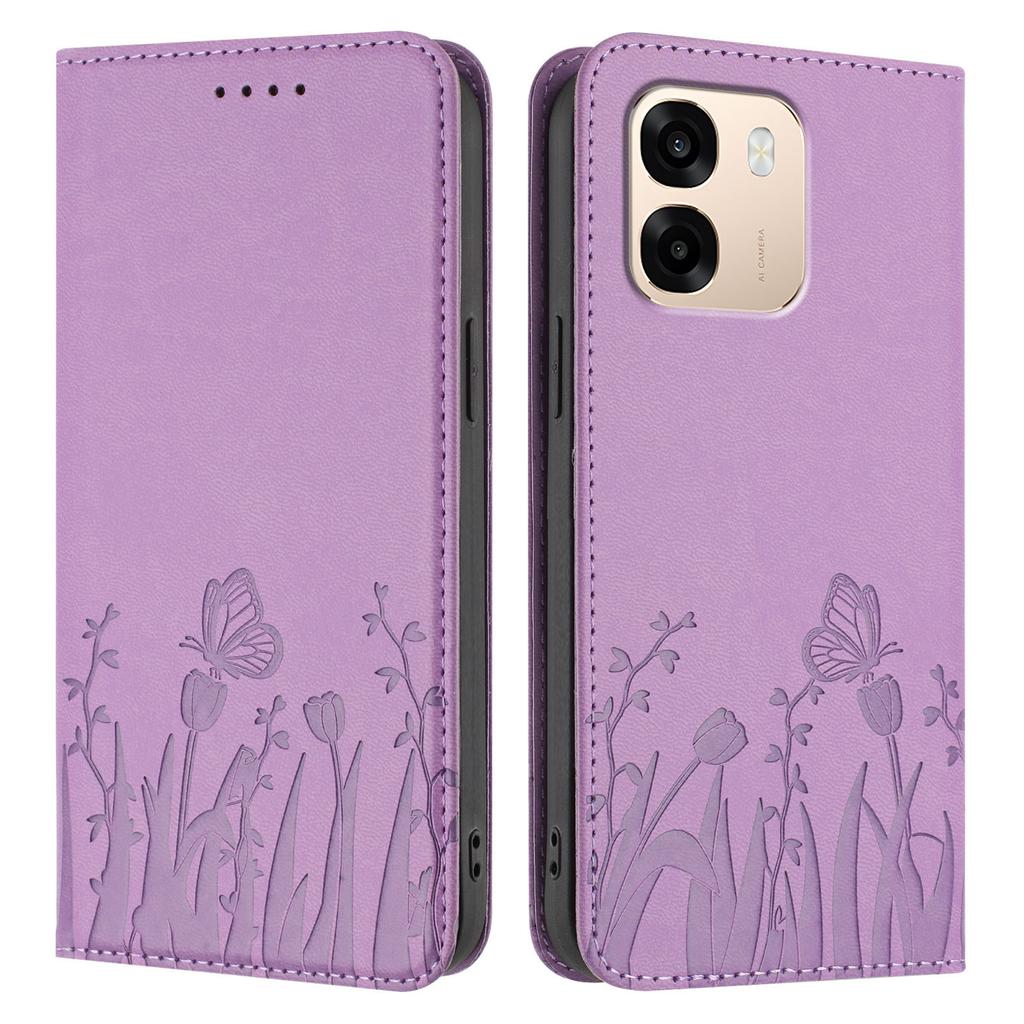 Applicable to iPhone 17 Pro Max Tulip Butterfly Strong Magnetic Mobile Phone Leather Case Apple 17E Flip Card