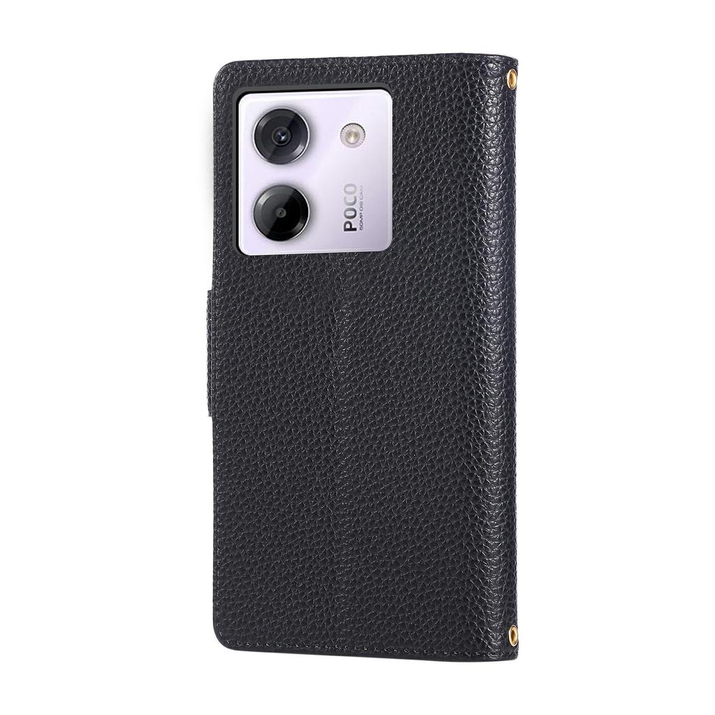 Etui na Xiaomi Poco M7 Pro 5G Skórzane Etui Portfel na Zamek Błyskawiczny z Paskiem na Nadgarstek