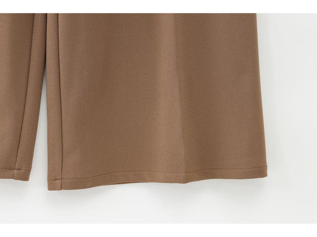 2025 Spring Women's Solid Color Belted Loose Wide-Leg Casual Long Pants