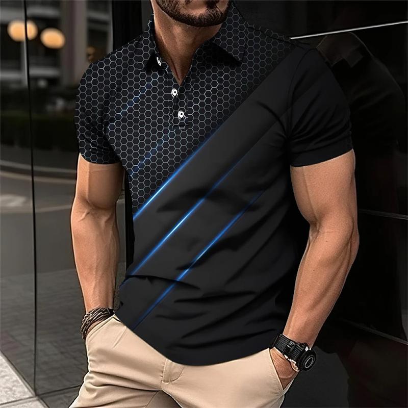 Cool Mecha 3D-tryckta kortärmade pikétröjor för män Kläder Tech-stil Kortärmad Mode Techwear Sport Muskel POLO-tröja