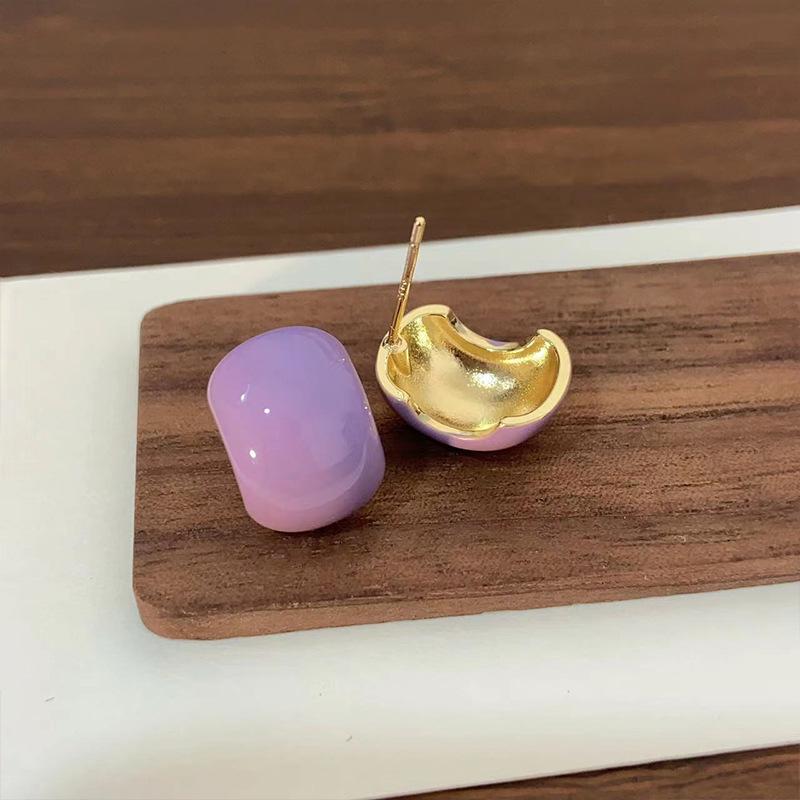 Manșetă de ureche roșie cu picături de ulei fără piercing: Cercei dulci, colorați în formă de C pentru femei