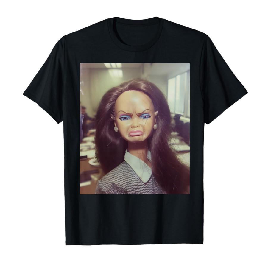 Distressed Doll Face Meme T-shirt For Men Women 100% Cotton T Shirts Short Sleeve Tops 0225-1 - Men s Summer Cotton Graphic Tee S разноцветный